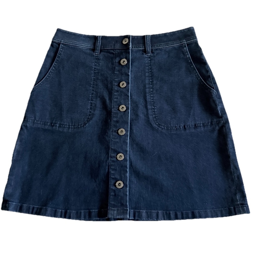 TWO BY VINCE CAMUTO  Dark Blue Wash Denim Button Front Jean Mini Skirt Sz 26/2